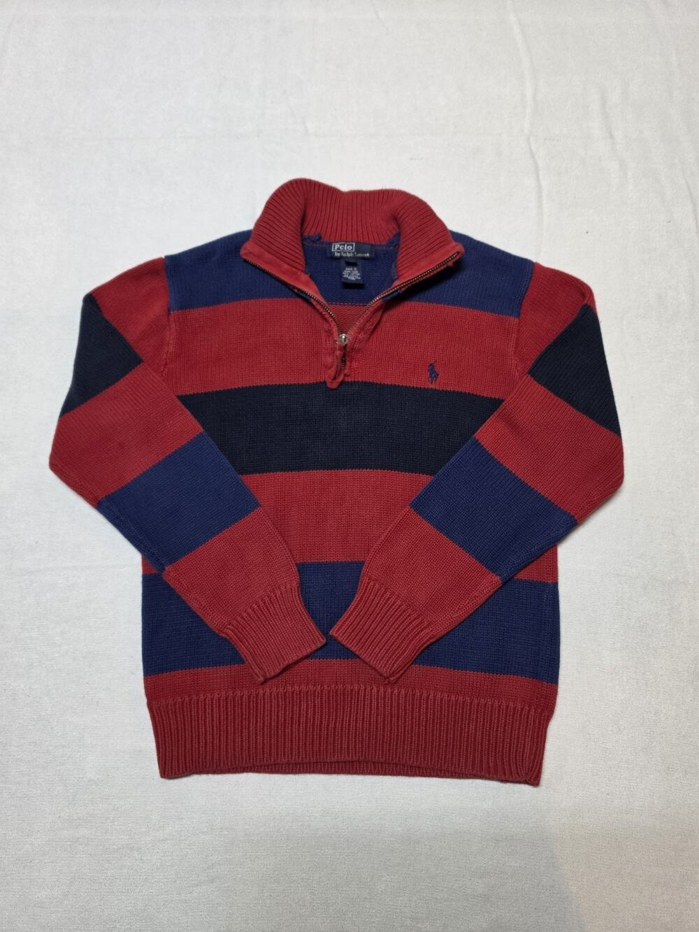 polo ralph lauren Kids Size M Long Sleeve Striped Sweater 1/4 Zip